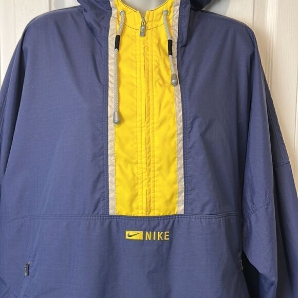 Vintage Unisex Nike Blue/Yellow Pullover 1/4 Zip Windbreaker Size L - Picture 3 of 16